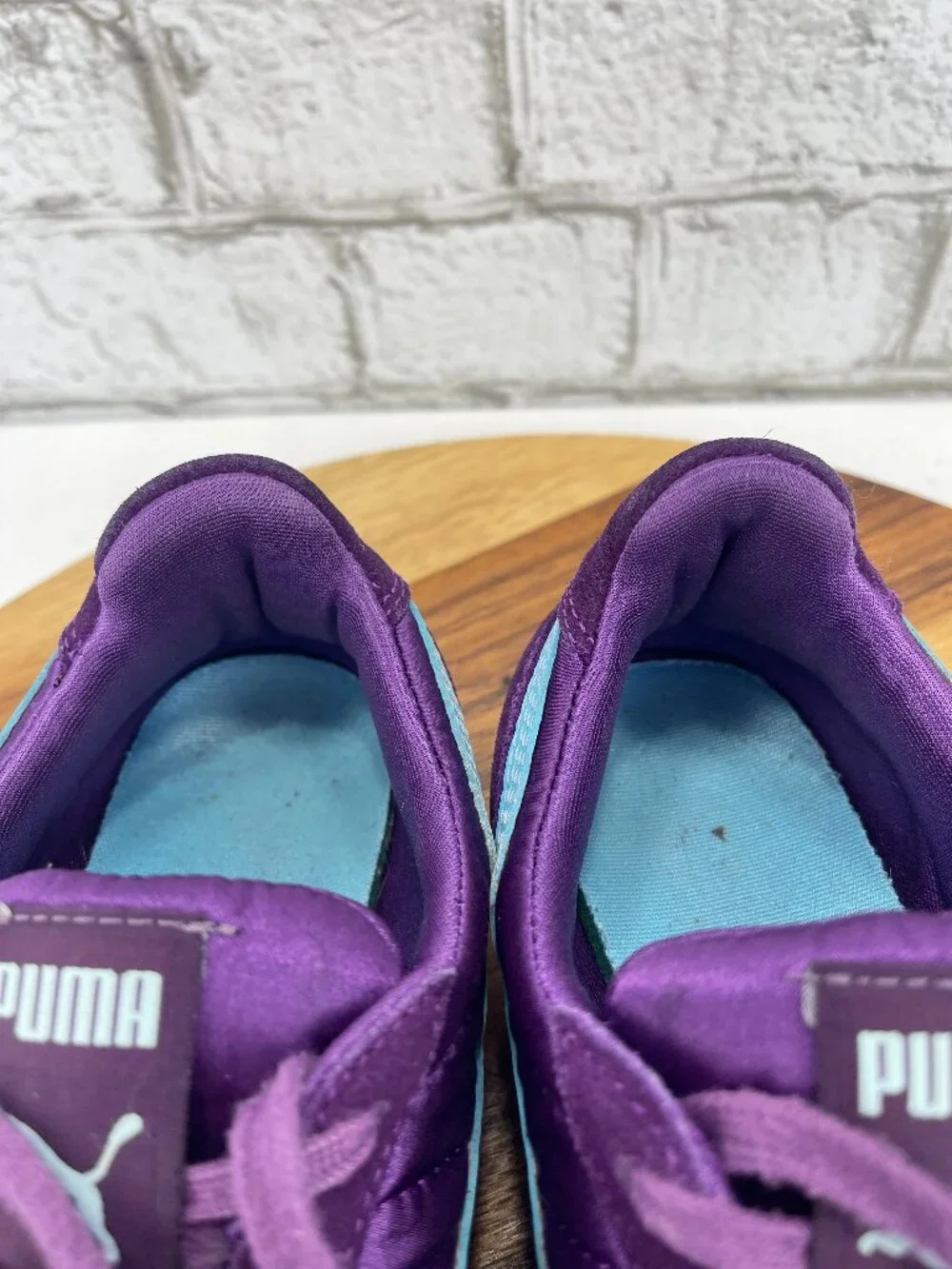 VTG Puma Womens Sz. 8.5 Purple/Light Blue Suede Retro Trainers Shoes
